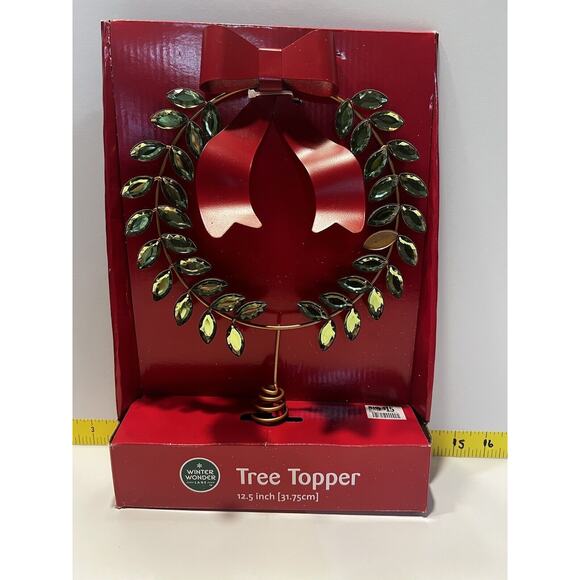 Tree Topper Christmas Metal Wreath Ribbon Gemstones Gems Greek Greece Unique NEW - Picture 1 of 13